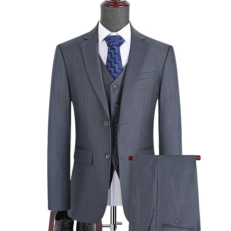 S-7XL Suit New (Blazer+ Vest + Pants) Korean Version of Slim-fit Work Clothes Fashion Business Men Casual Wedding Gentleman Suit