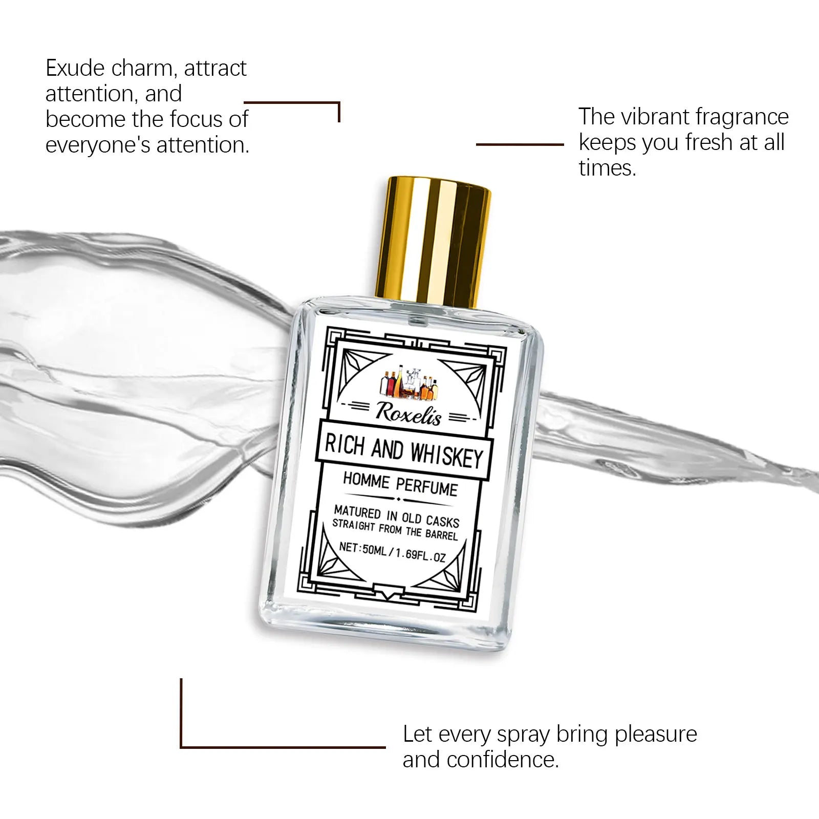 ROXELIS 50ml Rich And Whiskey Homme Perfume Long-lasting Fragrance,Enhance Personal Charm, Confidently Show Style and Elegance Ürün ana görseli