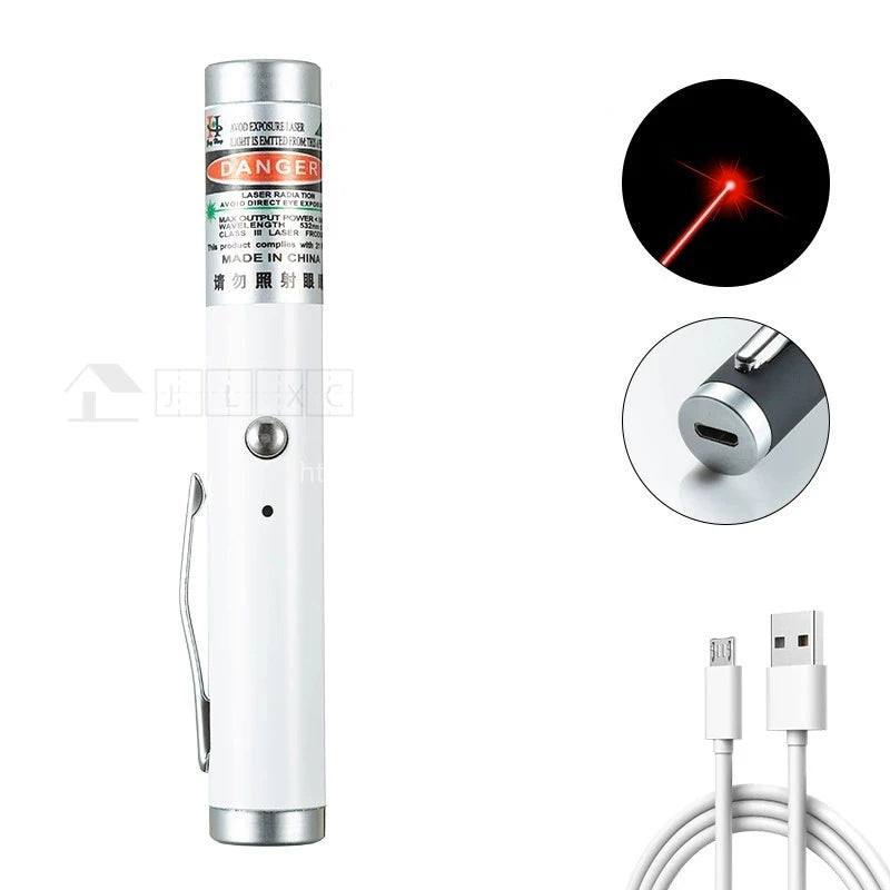 Portable USB Green Laser-Pointer 2 In 1 Detachable Lamp Holder Mini Laser Pen Visible Focus Red Combination For Hunting