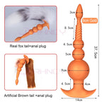 3-10cm Huge Anal Plug with Tail Sex Toys for Adult Games Couples DIY Cosplay Big Butt Plug Silicone Soft Long Anal Beads Women