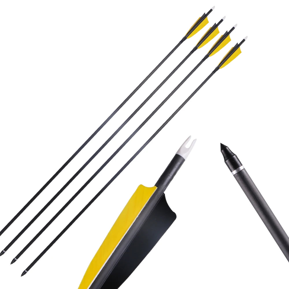 Toparchery 6/12/24pcs 33" Archery Pure Carbon Arrow ID6.2mm Spine 400 with 4'' Natural Feather for Outdoor Shooting Hunting Secondary image