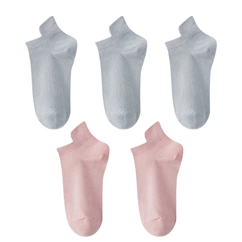10pieces=5 Pairs Women Socks Casual Breathable High Quality Ankle Sock Summer Low Cut Cotton Thin Short Elastic Sox calcetines