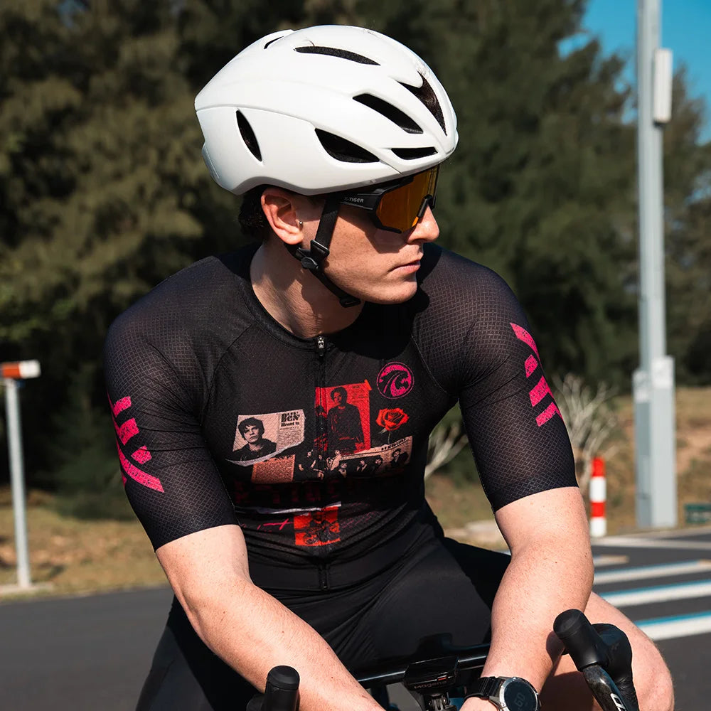 X-TIGER GALE SERIES Men's Cycling Jersey Short Sleeve Slim Fit Rock Punk Style Breathable Maillot for Mountain Road Bike