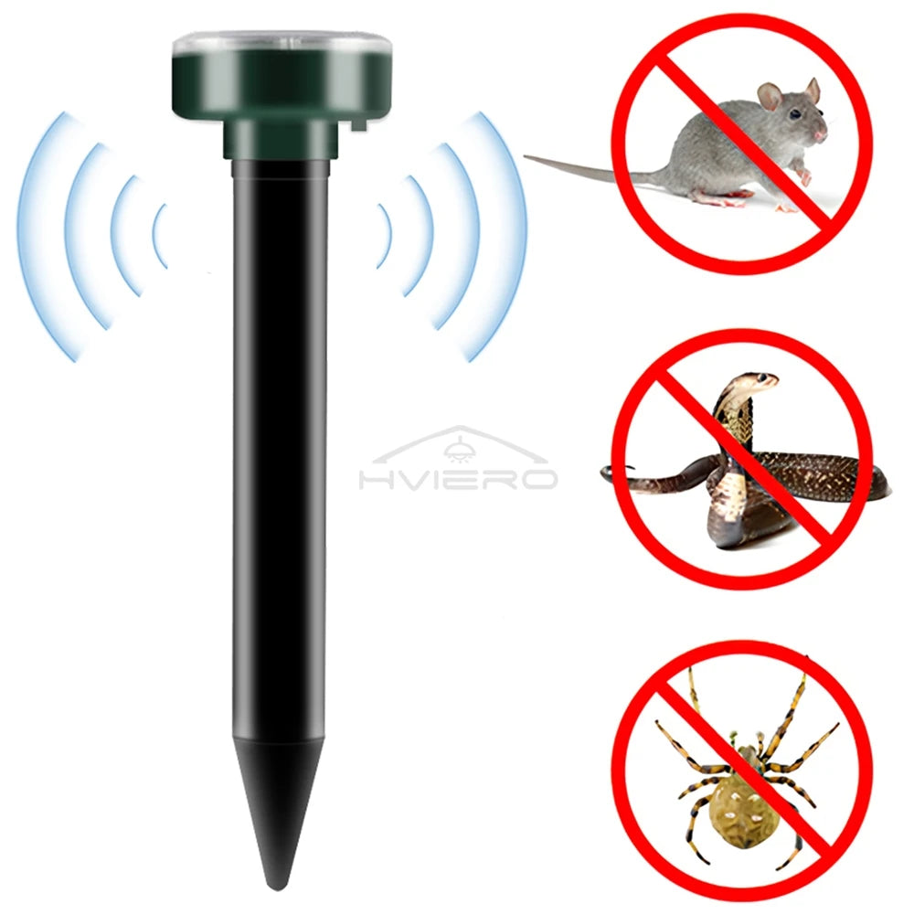 4/8X Solar Repeller Powered Ultrasonic Sonic Mouse Mole Pest Rodent Repellent Vibration Wave Yard Outdoor Garden Lawn Farm Field