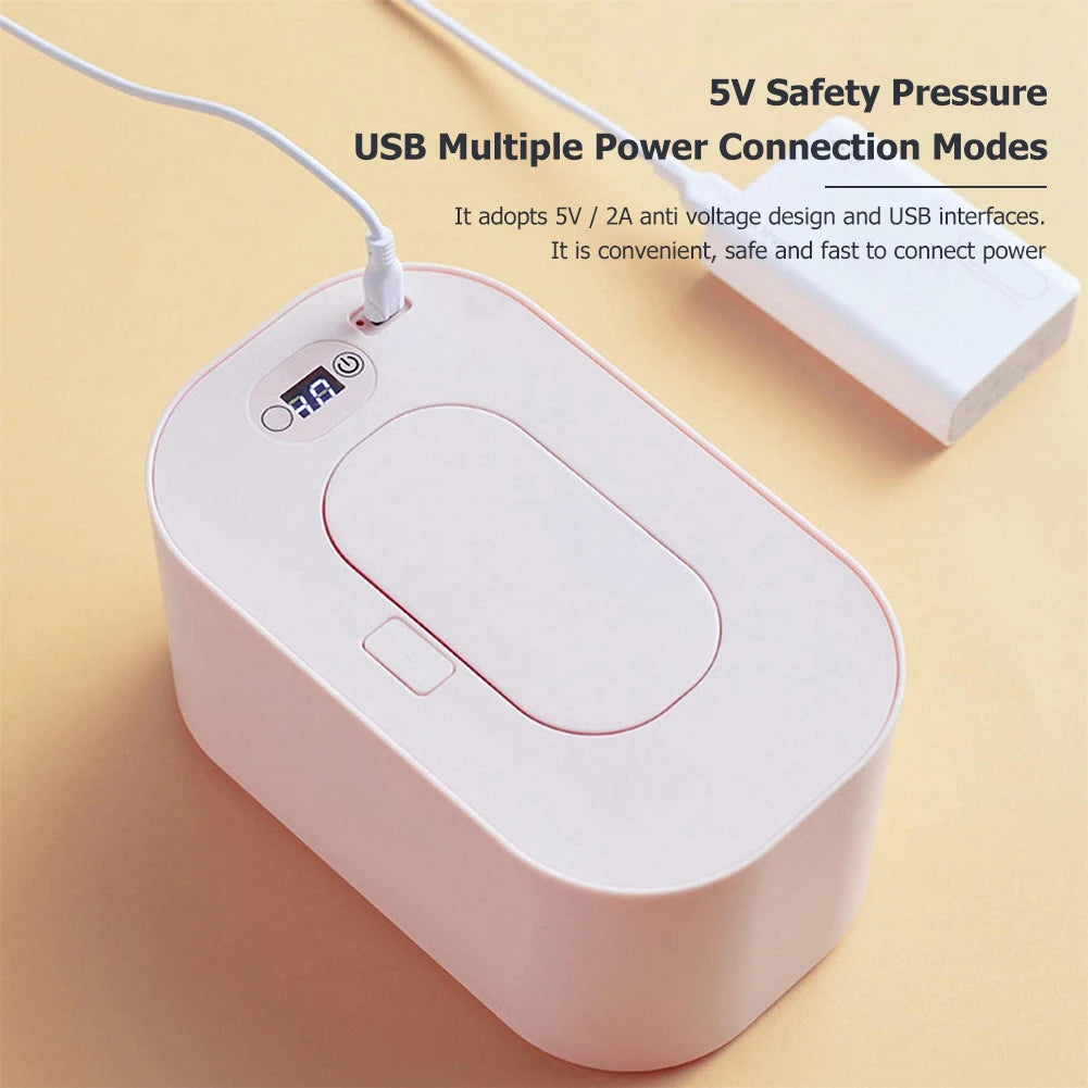 Portable Baby Wipes Heater Thermal USB Charging Warm Wet Towel Dispenser Napkin Heating Box Home Accessories