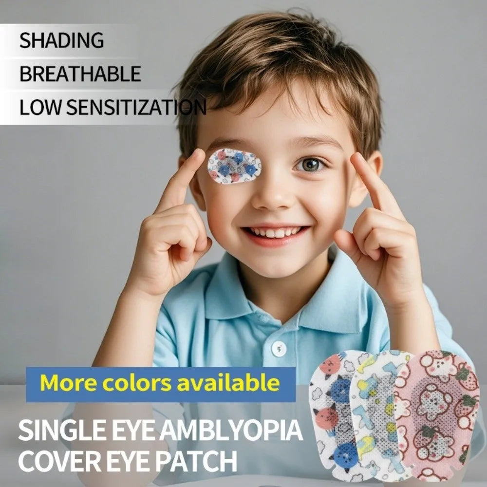 20Pcs Cartoon Pattern Kids Eye Patches Soft Skin-friendly Strabismus Treatment Patch Disposable Adhesive Vision Care Patch