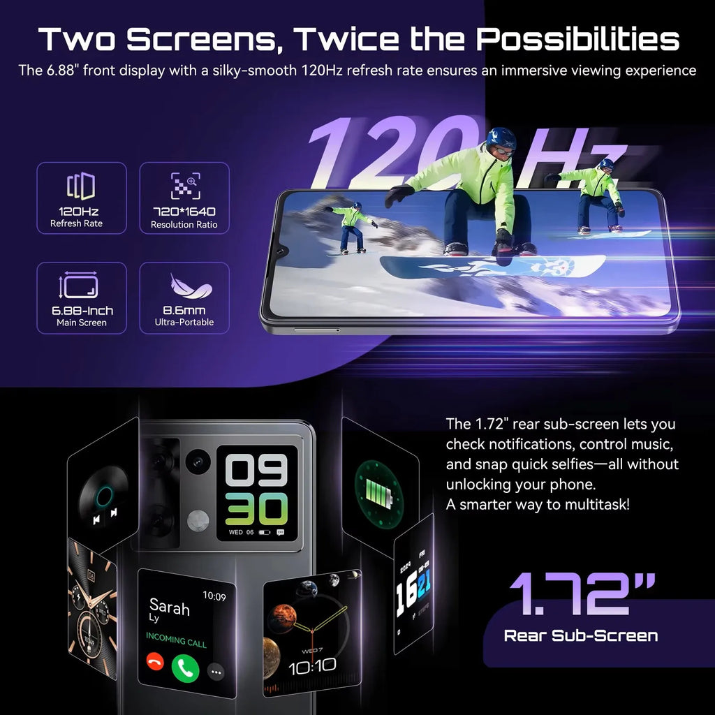 Cubot P90 Smartphone Android 15 24(12+12)GB + 256GB 6.88 "120Hz G100 64MP+16MP 5100mAh Mobile Phone NFC Face ID Fingerprint