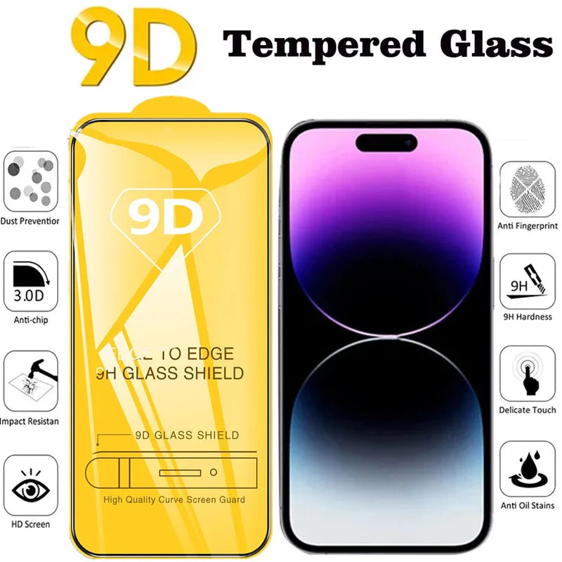 9D Screen Protector Tempered Glass for iPhone 17 16 Pro Max 16e 15 14 13 12 11 Protective Glass for iPhone X XR XS Max 7 8 Plus Secondary image