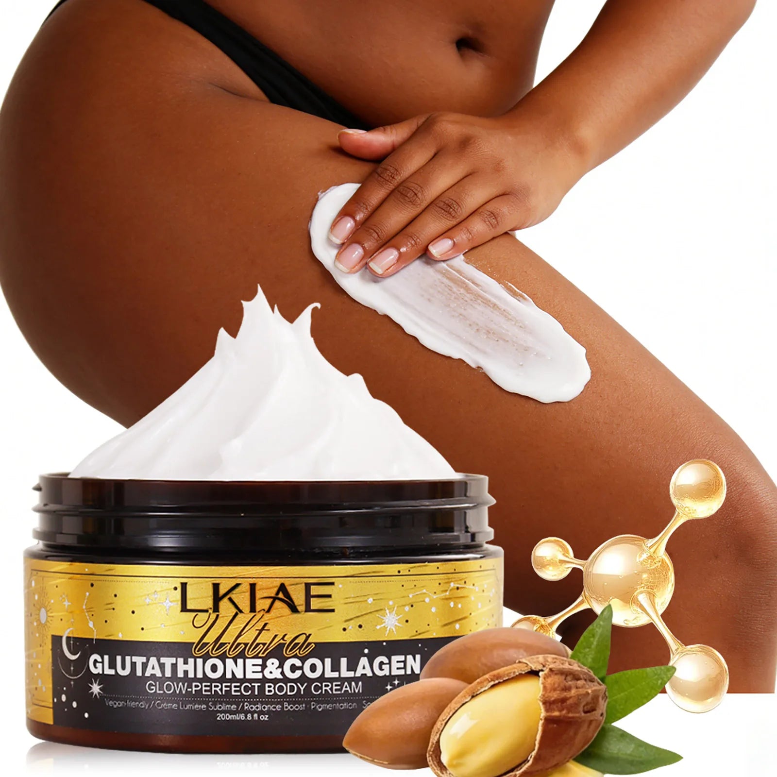 LKIAE Ultra Glutathione Collagen Skin Glowing Body Cream, 24-Hour Intense Hydration, Brightening, Deep Nourish & Glow, 200ml Ürün ana görseli