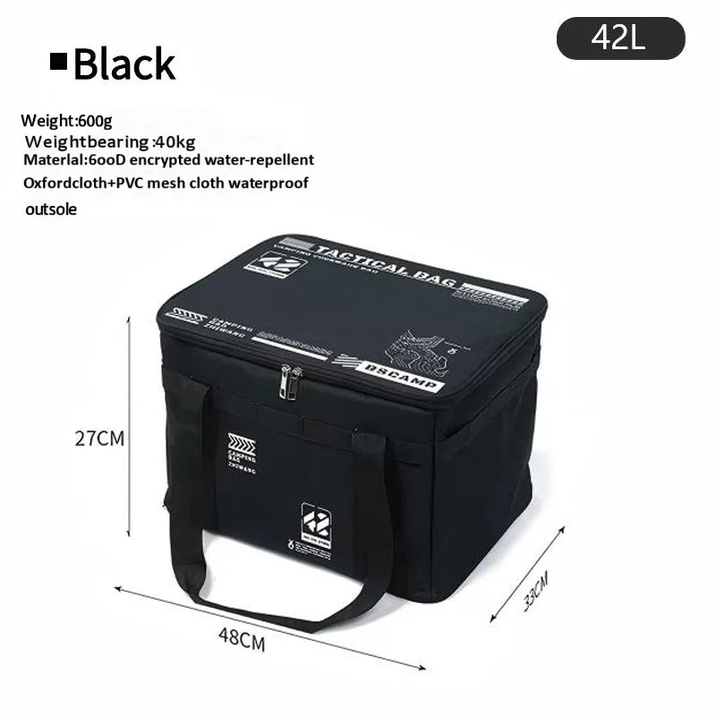 30-42L Tactical Camping Storage Bag Insulated Folding Box Waterproof Picnic Tableware Field Equipment Outdoor Gear Organizer
