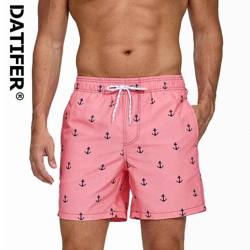 DATIFER Men's Sports Short Beachwear New Style Polyester Printing Fitness Beach Pants Surfing Swimming Trunks Bathing Swimwear Ürün ana görseli