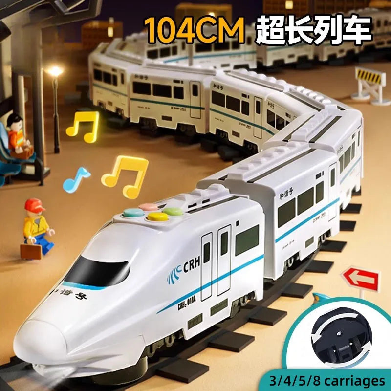 Kids DIY Simulation High Speed Railway Train Toy Car Electric Sound Light Model Train Educational Toys for Boys Girls Gift Main image