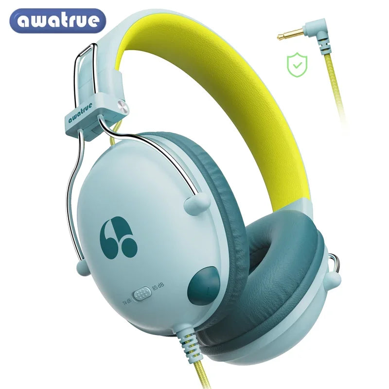 AWATRUE HK05 Kids Study Wired Children'S Headphones Stereo Sound Headset Kids Earphone with Mic Music Headset Limited Volume Main image