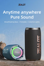 ZEALOT-S76 50W Portable Super Subwoofer Portable Speaker Home Outdoor Waterproof Column Bluetooth Speaker Sound Box
