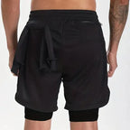 Print 2 in 1 Running Workout Shorts for Men Christian Gym Athletic Performance Shorts with Phone Pocket Towel Loop Activewear