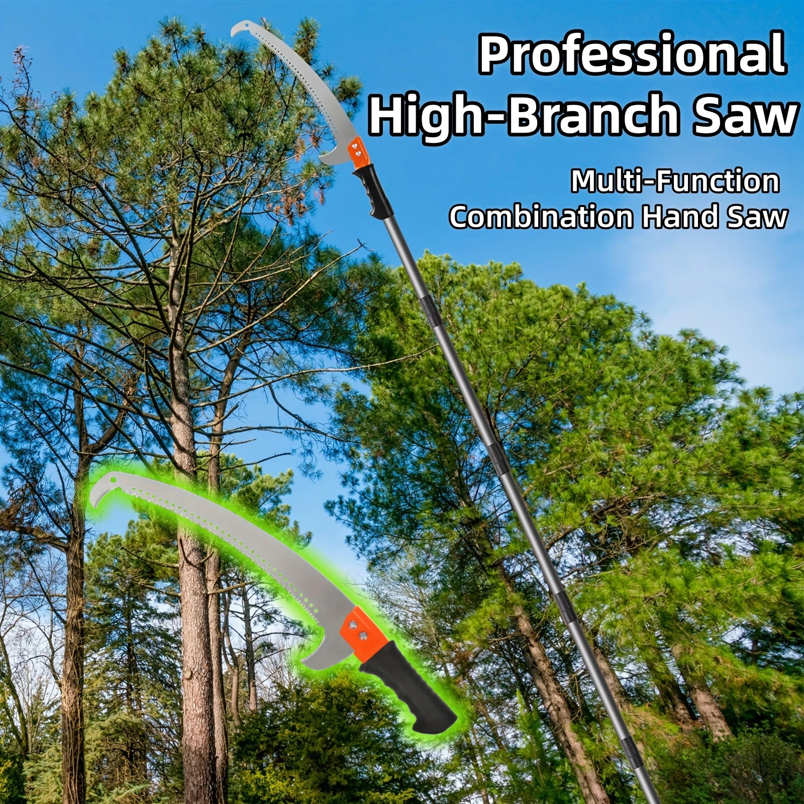 Extended double-hook aerial saw, multi-functional garden pruning saw, telescopic fruit tree pruning saw, garden pruning tool Ürün ana görseli