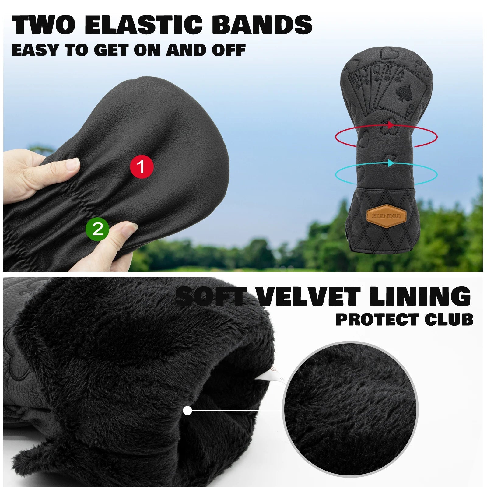 Black Lucky Poker Design  High Quality Headcovers Embroidery Golf Club Driver Head Fariway Wood  Hybrid Head Covers 3 Wood Headc Secondary image