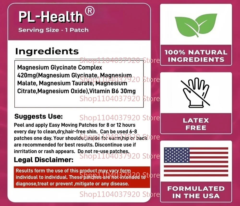 30 Patches Magnesium Glycinate Complex Transdermal Patches with Vitamin B6 for Sleep, Muscle & Nerve Support