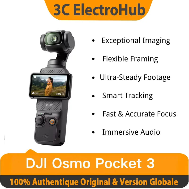 DJI Osmo Pocket 3 Camera 1'' CMOS 4K/120fps Video, 3-Axis Stabilization, 2" Rotatable Touchscreen, Small Video Camera Ürün ana görseli