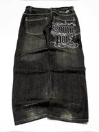 American Y2K 2025 New Baggy Wide Leg Black Jeans Overszied Women Street Casual Joker Denim Pants Couple Jeans Vintage Streetwear
