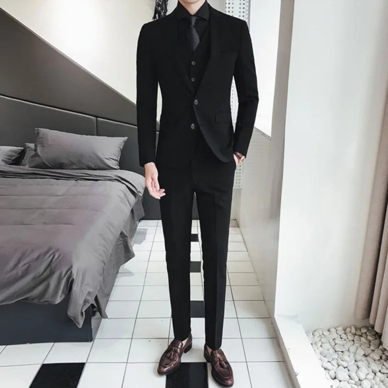 New Style Suits (Blazer+ Vest + Pants) Men's Fashion Business Wedding Gentleman Full Professional Interview Formal Casual Suit Secondary image