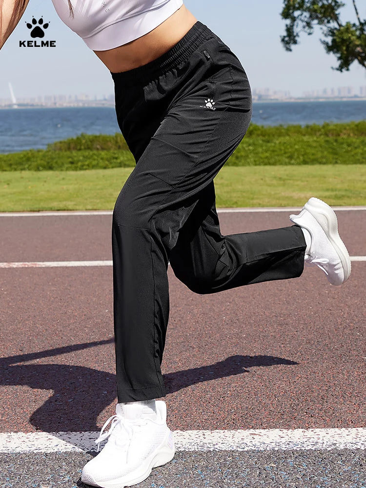 KELME sports pants women thin section summer straight thin casual black running fitness pants