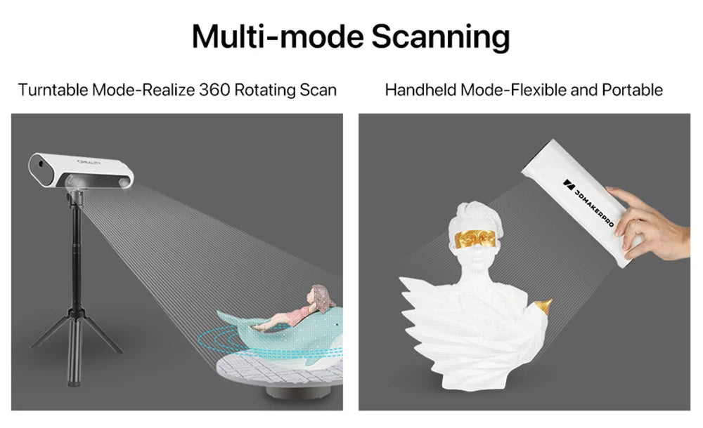 Luxury Edition 3DMakerpro Lynx 3D Scanner, 0.10mm Accuracy, 0.30mm Resolution, 10fps Frame Rate, 250x400mm Single Capture Range