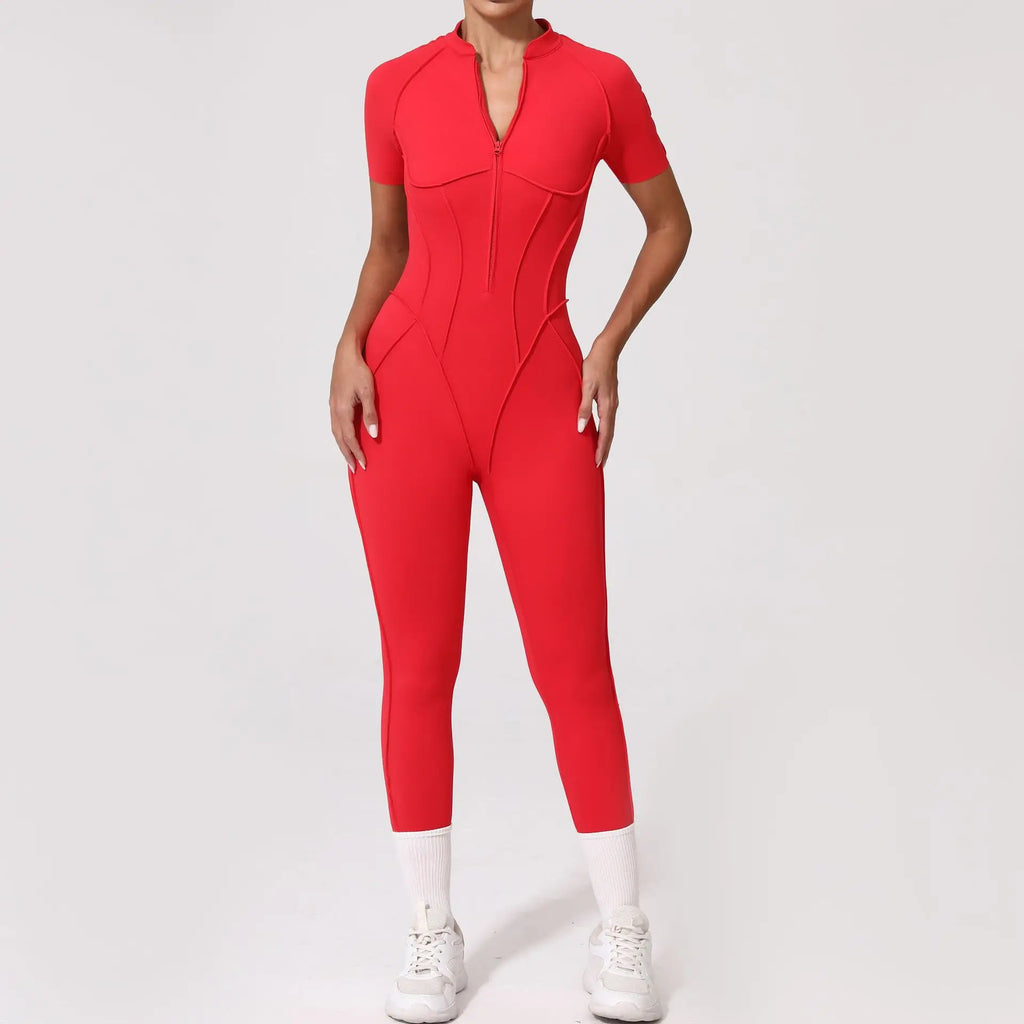 Women's Tracksuit Gym Workout Sports Clothes Outfit Zipper Jumpsuit Yoga Fitness Overalls Set Open Back Bodysuits Suit for Women