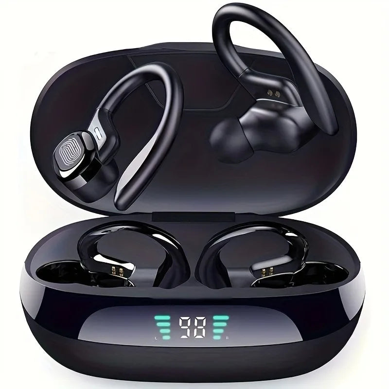 On-ear LED Display Headphones Noise Reduction Earphones Deep Bass Sports Gamer Wireless Bluetooth Headset Waterproof with HD Mic