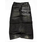American Y2K Street Trend Letter Embroidered Loose Jeans Men Harajuku New Hip Hop Oversized Wide-leg Pants Unisex Mopping Jeans