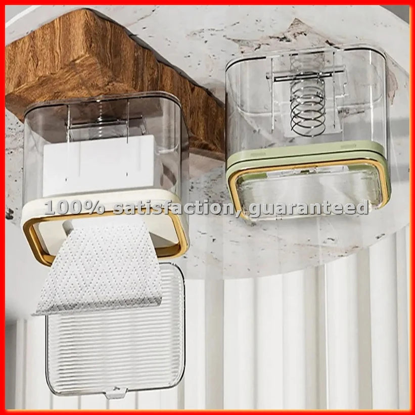 Wall-Mounted Wet Wipes Holder Wall Mounted Wet Wipes Dispenser Box with Capacity EasyOpen Spring Plate Multifunctional D-ABAM Main image