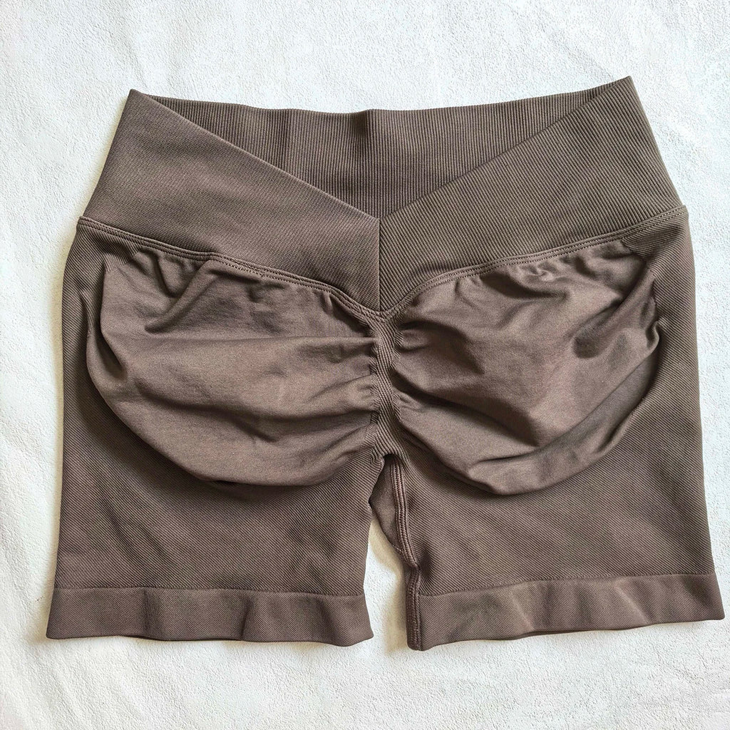 Back Scrunch Shorts Women Seamless V-Back Waist Line Scrunch Booty Shorts Fitness Workout Running Yoga Gym Shorts