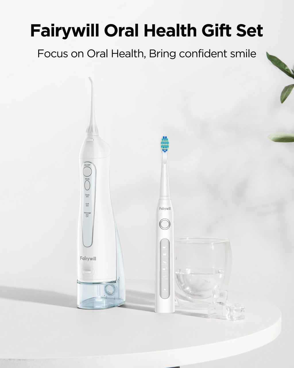 Fairywill Water Flossers Oral Irrigator & Electric Toothbrush Rechargeable Portable for Teeth Waterproof Teeth Cleaner