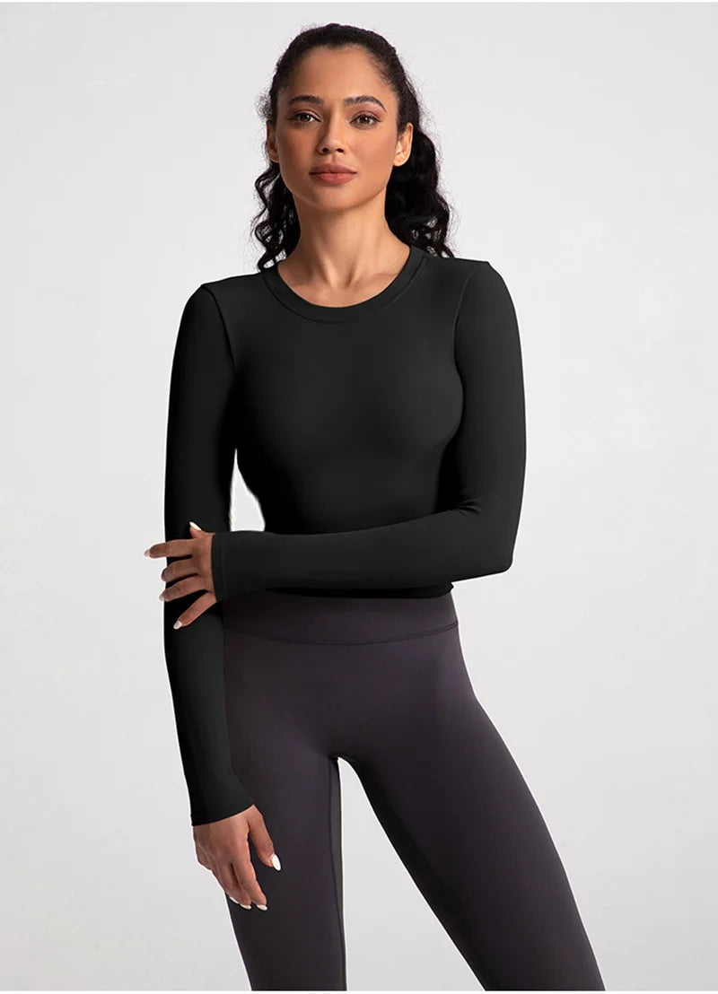 Cloud Hide Black Beauty Back Yoga Shirts Women Long Sleeve Blouse Plus Size Sports Gym Fitness Top Running T-Shirt Workout Shirt