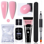 LILYCUTE 15ml Extension Gel Nail Polish Set Quick Nail Prolong With Extend Mold Nail Tips Acrylic Solution Manicure Tools Kit