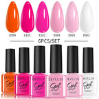 LILYCUTE 6PCS Gel Nail Polish Set Summer Neon Nail Gel Kits For DIY Nail Vernis Semi Permanent UV Lamp Gellak Nail Varnish Set