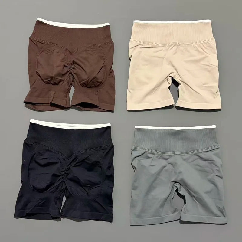 Women's Sports Shorts Gym High Waist Scrunch Seamless Yoga Leggings Cycling Shorts Workout Running Fitness Pants
