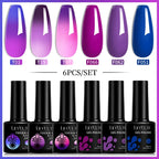 LILYCUTE 7ML 6PCS Neon Gel Nail Polish Set fluorescent Series Color Changing Semi Permanent Soak Off Manicure kit Nail Art Gel