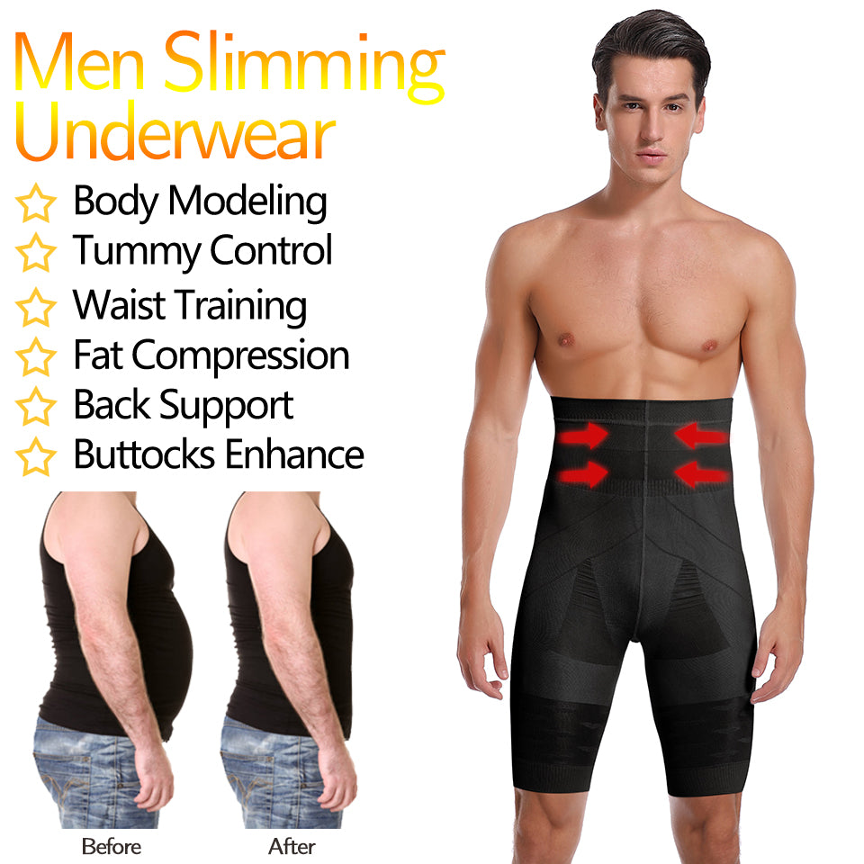 Men Body Shaper Tummy Control Shorts Shapewear Belly Girdle Boxer Briefs High Waisted Slimming Underwear Leg Compression Panties