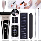 LILYCUTE 15ml Extension Gel Nail Polish Set Quick Nail Prolong With Extend Mold Nail Tips Acrylic Solution Manicure Tools Kit