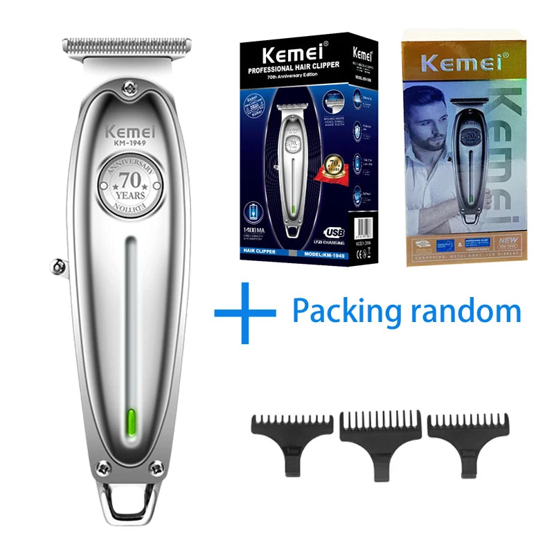 Kemei 1949 All-Metal Hair Trimmer Professional Clipper For Barber Rechargeable Men Electric Beard Shaver Hair Cutting Machine