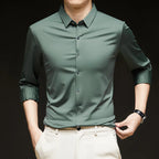 Premium Men's Ultra-Stretch Shirt - High-Quality Silky Business Formal Long-Sleeve Shirt for Social and Casual Wear