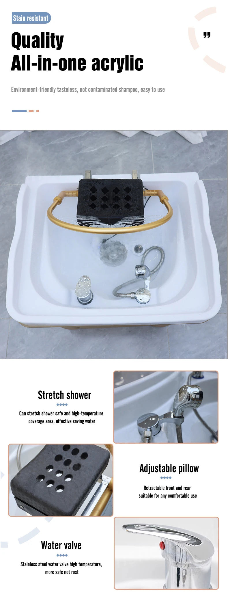 Hair Wash Water Tank Portable Shampoo Bed Acrylic Bowl Sink Hair Care and Styling Appliances for Beauty Salon