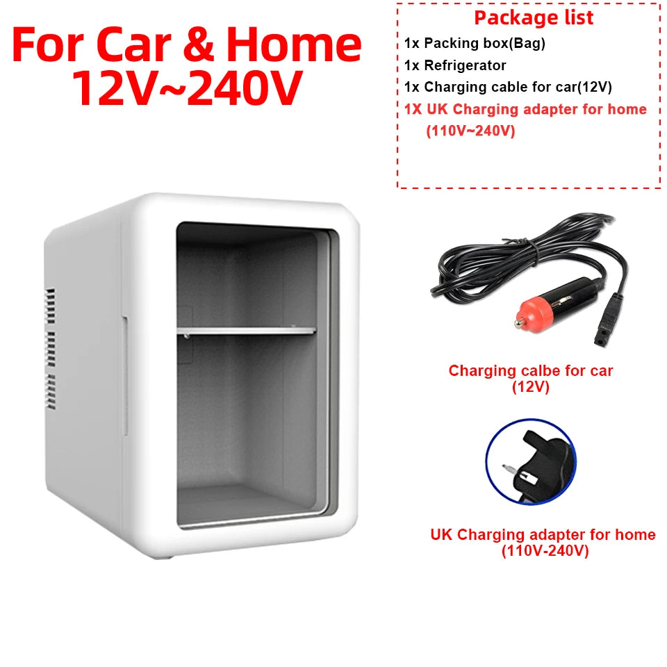 E-ACE 4L Car Refrigerator Mini Fridge Freezer Car & Home Use Portable Compressor Cooler Ice Box for Camping Summer Essential