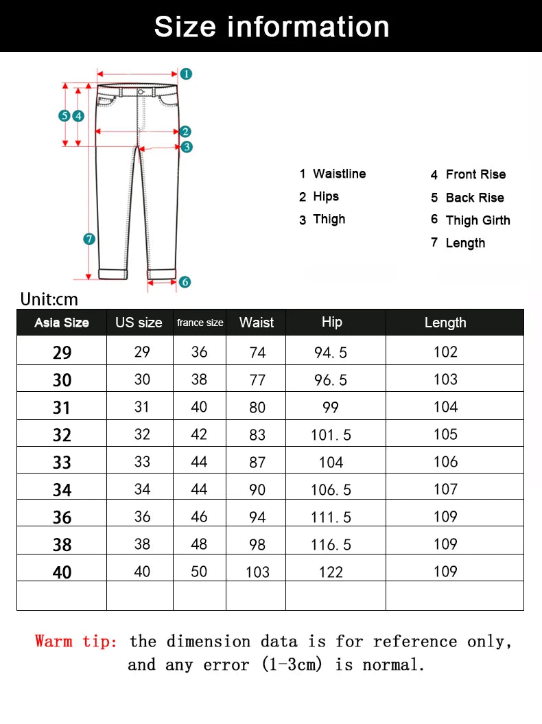 Wthinlee New Business Men's Jeans Casual Straight Stretch Fashion Classic Blue Black Work Denim Pant Trousers Male  Clothing