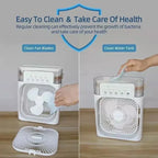 3 In 1 Mini Air Cooler Fan Portable Household Air Conditioner Humidifier LED Night Light For Home Office Desk Use25.5x18.5x8cm