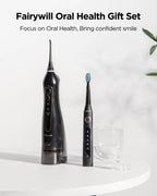 Fairywill Water Dental Flosser Teeth Portable Cordless USB Oral Irrigator Cleaner IPX7 Waterproof Electric Toothbrush Set Home
