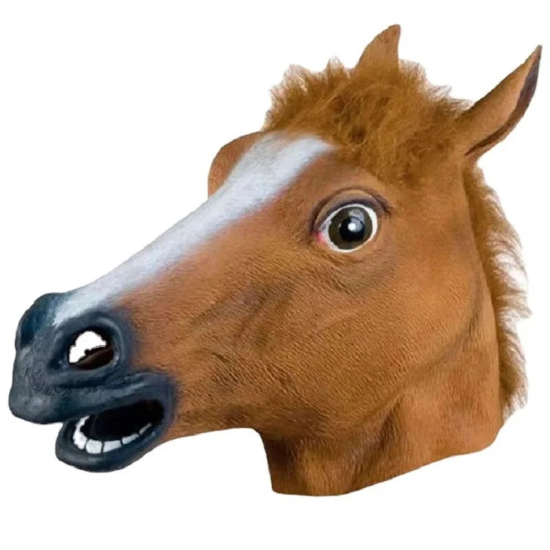 Men Brown Horse Masks Girl Funny Horse Head Mask  Latex Animal Mask Novelty Halloween Cosplay Costumes Headgear Mascara De Latex Ürün ana görseli