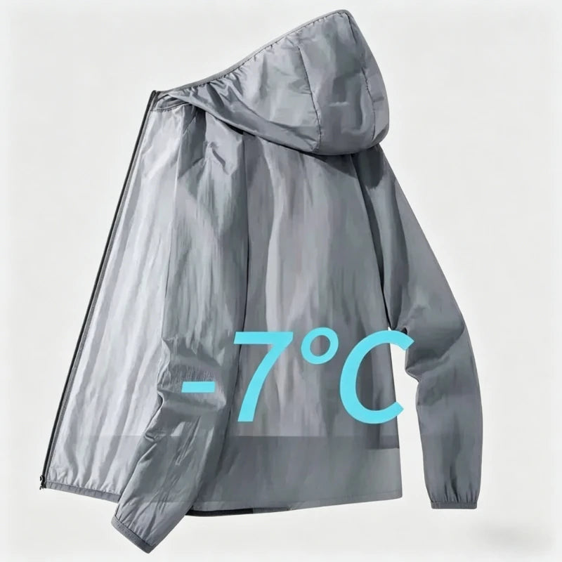 Men's Summer Thin Sun Protection Jacket Outdoor Zipper Hooded Loose Casual Outerwear UV-proof Breathable Quick Dry Cycling Coats Ürün ana görseli