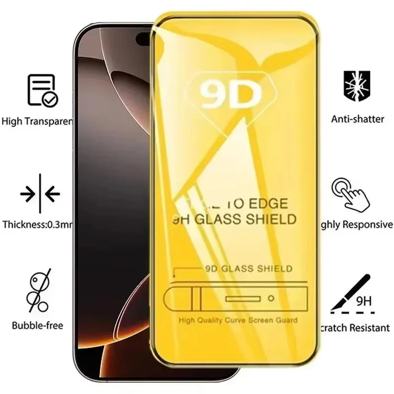 1-5PCS 9D Full Cover Tempered Glass For iPhone 17 16 15 11 12 13 14 Pro Max 16E Screen Protector For iPhone 13 Mini XR X XS Max